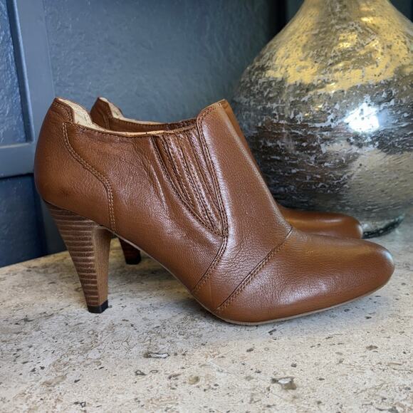 Audrey Brooke Boots Womens Avignon Heels Ankle Booties Brown Leather Size 10 - Picture 1 of 6